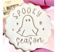 Halloween Cookie Cutter Spooky Season Ghost Stamp Embosser fits m&s Biscuits Great for Fondant Icing Reusable Marks and Spencers Pumpkin Halloween Decor Ideas Party Favours Free Matching Cutter