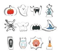 Halloween Cookie Cutters 12 Pcs Halloween Biscuit Cutters Biscuit Mould Stainless Ghost Pumpkin Cookies Cutters for DIY Thanksgiving Baking Cookies Fondant Cakes A8WSBXGMJ