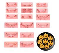 Halloween Cookie Cutters, 17-Piece Pumpkin Cookie Cutter Set with Eyes and Mouth Shapes, 7x6.6cm Biscuit Cutters for Halloween Baking, DIY Crafts, and Party Decorations