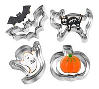 Halloween Cookie Cutters Set - 12 Pieces Stainless Steel Halloween Cookie Cutters Shape,Pumpkin, Ghost, Bat and Cat Cookie Cutter Shapes for Holiday Parties