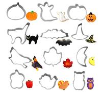 Halloween Cookie Cutters Set,12PCS Mini Halloween Cookie Cutters Stainless Steel - Pumpkin, Ghost, Bat, Witch's Hat, Cat and More