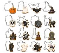 Halloween Cookie Cutters Set,16 Shapes Biscuit Cutters Halloween - Ghost, Bat, Pumpkin, Cat, Witch, Spider, Skull, Gingerbread Man, Etc. for Baking Stainless Steel
