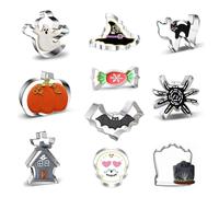 Halloween Cookie Cutters Set Large - Witch's Hat, Pumpkin, Ghost, Bat, Tombstone, Spiders, Skeletons, Haunted Houses, Candy and Cat Cutter Stainless Steel