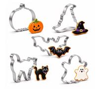 Halloween Cookie Cutters, Stainless Steel 5-Piece Pumpkin Bat Ghost Set