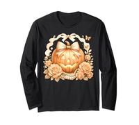 Halloween Coquette Jack-o’-Lantern with Pearls and Roses Long Sleeve T-Shirt
