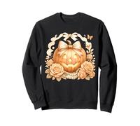 Halloween Coquette Jack-o’-Lantern with Pearls and Roses Sweatshirt