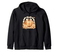 Halloween Coquette Jack-o’-Lantern with Pearls and Roses Zip Hoodie