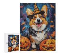 Halloween Corgi with Jack-o'-lanterns Puzzle 1000 Teile Schwer Puzzle Spielzeug Lernspiel Impossible Herausforderungsspielzeug Für Erwachsene Kinder 500 PCS