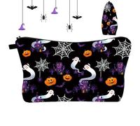 Halloween Cosmetic Bag - Waterproof Makeup Travel Organizer, Spacious Zipper Storage Bag, Lightweight Portable Case | Practical Beauty Bag for Home Swimming, Business Trip and Holiday Travel