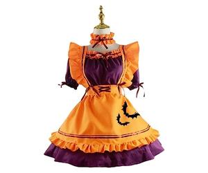 Halloween Cosplay Costumes Pumpkin Suit Plus Size Womens Maid Role Play Costumes Japanese Lolita Devil Female Lingerie Dress-A,4XL