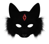 Halloween Cosplay Face , Cat Motif, Breathable Headpiece, False Face Cover, Rhinestones, Adults, Men, Women, Children, Party, Event, Theatre, Stage, School, Carnival, Fancy Dress Costume, M