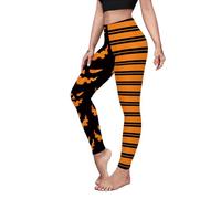Halloween Cosplay Leggings Outfit Tights for Women Girls Clothes Pumpkin Horror Nights Witch Bat Sugar Skull Leggings, Halloween Stripe, XL
