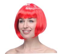 Halloween Cosplay Wigs for Women Red Bob Wig and Sunglasses Set Short Straight Party Wig with Bangs