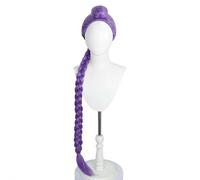 Halloween Cosplay Wigs, Pink Straight Wig Black Short Double Braid Wig, Adjustable Fashion Unisex Straight Costume Wigs for Kids Girls Adults (dark purple 1pcs)