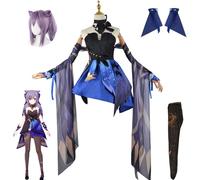 Halloween Costume Accessories Keqing Genshin Impact Cosplay Costume Game Cosplay Keqing Outfit Full Set Game Cosplay Costume Halloween Suit Full Set For Anime Conventions And The(Size:M,Color:Purple)