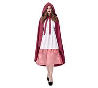 Halloween costume adult red plaid cosplay Little Red Riding Hood wolf grandma fairy tale character costume (, XL)