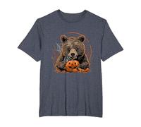 Halloween Costume Bear Witchcraft Spider Web Scary Pumpkin T-Shirt, Men's Big and Tall, Heather Blue, 2X Tall