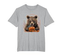 Halloween Costume Bear Witchcraft Spider Web Scary Pumpkin T-Shirt, Men's Big and Tall, Heather Grey, 5X Tall