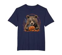 Halloween Costume Bear Witchcraft Spider Web Scary Pumpkin T-Shirt, Men's Big and Tall, Navy Blue, 5X Tall