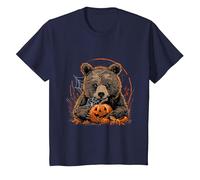 Halloween Costume Bear Witchcraft Spider Web Scary Pumpkin T-Shirt, Youth, Navy Blue, 3T