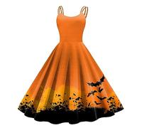 Halloween Costume Black Dress for Women Womens Adult Orange Witches Dresses Skeleton Costumes Woman Outfit Work UK Plus Size Pumpkin Witch Clothes Women's Maxi Orange-B S