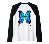 Halloween Costume Cute Blue Butterfly Wings On Back Raglan Baseball Tee