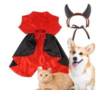 Halloween Costume for Dogs, Halloween Costumes for Cats - Adjustable Vampire Cat Cape | Colorful Pet Cape with Horn, Creative Holiday Costumes for Carnival,