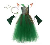 Halloween Costume for Girls, Halloween Costume for Girls | Green, Poor Rock Tutu Multilayer Tulle | Fairy Costumes Pattern Rock Tutu Multilayer Sleeveless for Girls