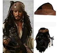 halloween costume for men adult pirate captain jack sparrow wigs hat pirates of the caribbean cosplay Accessories