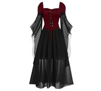 Halloween Costume For Women Festival Fancy Dress Vintage Elegant A-Line Dresses Plus Size Soul Reaper Flare Sleeve Corset Carnival Cosplay
