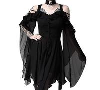 Halloween Costume For Women Festival Fancy Dress Witch With Hooded Cape Ladies Bloody Printed Medieval Zombie Bride Role Play Cocktail Swing