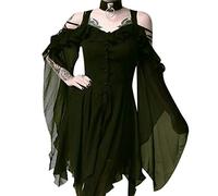 Halloween Costume For Women Festival Fancy Dress Witch With Hooded Cape Ladies Bloody Printed Medieval Zombie Bride Role Play Cocktail Swing
