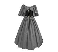Halloween Costume For Women Gothic Dresses Witch Dress With Hooded Cape Waist Smocked A-Line Short Sleeve Lace-Up Zombie Bride Role Play Victorian