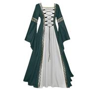 Halloween Costume for Women Ladies Renaissance Medieval Ball Gown Flare Irish Fairy Long Sleeve Fancy Dress Peasant Chemise Gothic Dress Ladies for Halloween, Cosplay, Irish, Victorian Event