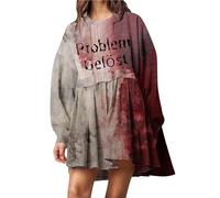 Halloween Costume For Women Party Dress Gothic Horror Ladies Bloody Printed Medieval Traditional Irish Victorian