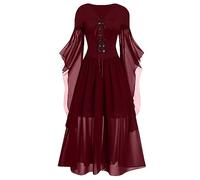 Halloween Costume For Women Party Dress Vintage Elegant A-Line Ladies Bloody Printed Renaissance Smocked Traditional Medieval Irish Evening Prom