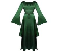 Halloween Costume For Women Renaissance Hoodie Dress Vintage Elegant A-Line Ladies Bloody Printed Hooded Cloak Medieval Costumes Dresses Teens/Women Party