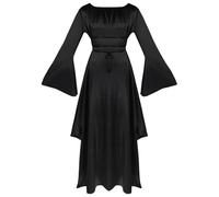 Halloween Costume For Women Renaissance Hoodie Dress Vintage Elegant A-Line Ladies Bloody Printed Hooded Cloak Medieval Costumes Dresses Teens/Women Party