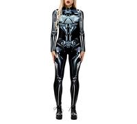 Halloween Costume for Women Skeleton Robot 3D Printing Bodysuit Plus Size Medieval Jumpsuits Zipper Back Halloween Costume Full Body Bodysuit Gothic Punk Grunge Cosplay for Party Black