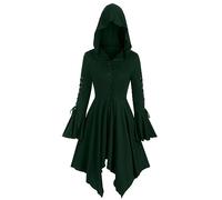Halloween Costume for Women UK Clearance,Ladies Hooded Cloak Gothic Medieval Dress Renaissance Hoodie Jacket Coat Fancy Adults Vampire Cape Party Carnival Cosplay Costume Witch Cloak Green