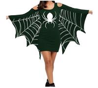 Halloween Costume For Women Vintage Maxi Dresses Womens Witch Dress With Hooded Cape Ladies Bloody Printed Short Sleeve Lace-Up Victorian Perfect Fancy Events