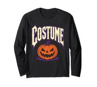 Halloween Costume Funny Lazy Last Minute Pumpkin Scary Face Long Sleeve T-Shirt