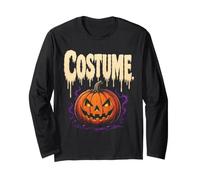 Halloween Costume Funny Lazy Last Minute Pumpkin Scary Face Long Sleeve T-Shirt