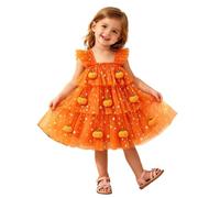 Halloween Costume Girls Witch, Tulle Dresses for Girls, Festive Bubble Ruffles, Sleeveless Pumpkin Costume, Short Sleeve Tulle Skirt, Layered Princess Dress for Halloween Costume Outfits
