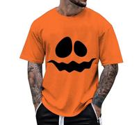Halloween Costume Gym Tshirt Men Men's T Shirt for Blood Costumes Shirts Mens T-Shirts Bloodstained T-Shirt Oversized Problem Solved Tshirts Pumpkin Bloody Clothes Man's Short Sleeve Orange