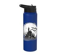 Halloween Costume Haunted Castle Bats Spider Web Ghost Stainless Steel Insulated Water Bottle