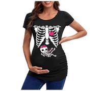 Halloween Costume Head Skeleton Halloween Pregnant Women's Clothing Top Teasing European Borderline T-Shirt Top Pregnant Women T-Shirt, beige, XL