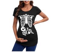 Halloween Costume Head Skeleton Halloween Pregnant Women's Clothing Top Teasing European Borderline T-Shirt Top Pregnant Women T-Shirt, black, XL