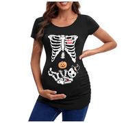 Halloween Costume Head Skeleton Halloween Pregnant Women's Clothing Top Teasing European Borderline T-Shirt Top Pregnant Women T-Shirt, gold, XXL