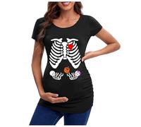 Halloween Costume Head Skeleton Halloween Pregnant Women's Clothing Top Teasing European Borderline T-Shirt Top Pregnant Women T-Shirt, Hot Pink, L